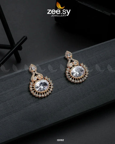 Golden Aaina-e-Dil Earrings White Earrings - Zeesy Jewellery Pakistan | Premium Artificial & Imitation Jewellery