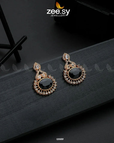 Golden Aaina-e-Dil Earrings Black Earrings - Zeesy Jewellery Pakistan | Premium Artificial & Imitation Jewellery