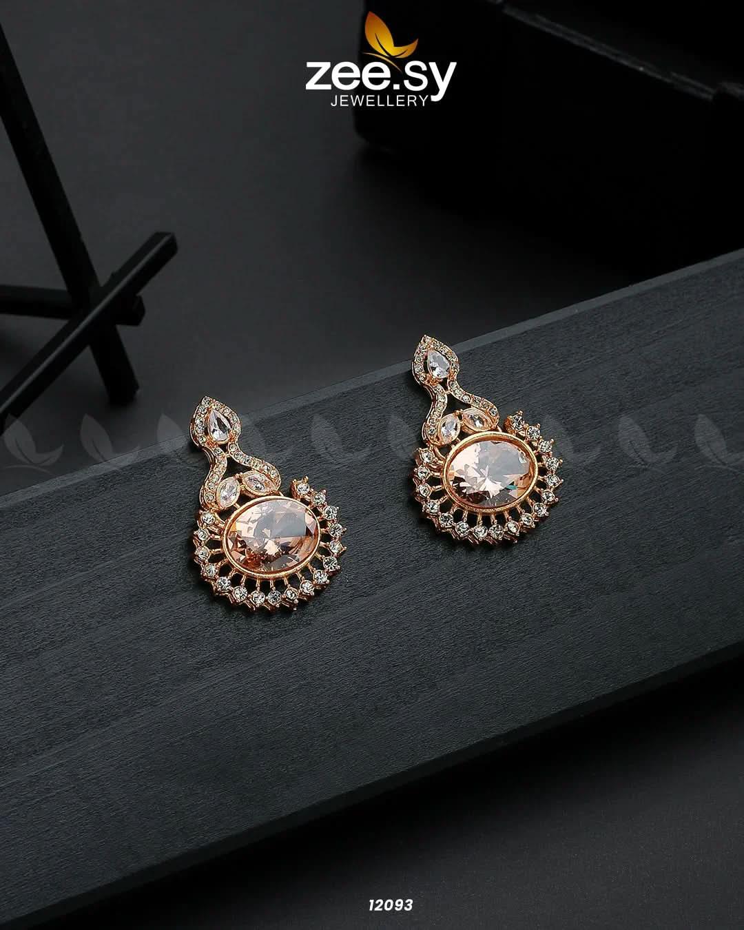 Golden Aaina-e-Dil Earrings - Zeesy.pk