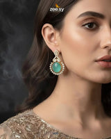 Golden Aaina-e-Dil Earrings - Zeesy.pk