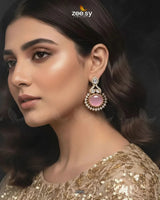 Golden Aaina-e-Dil Earrings - Zeesy.pk