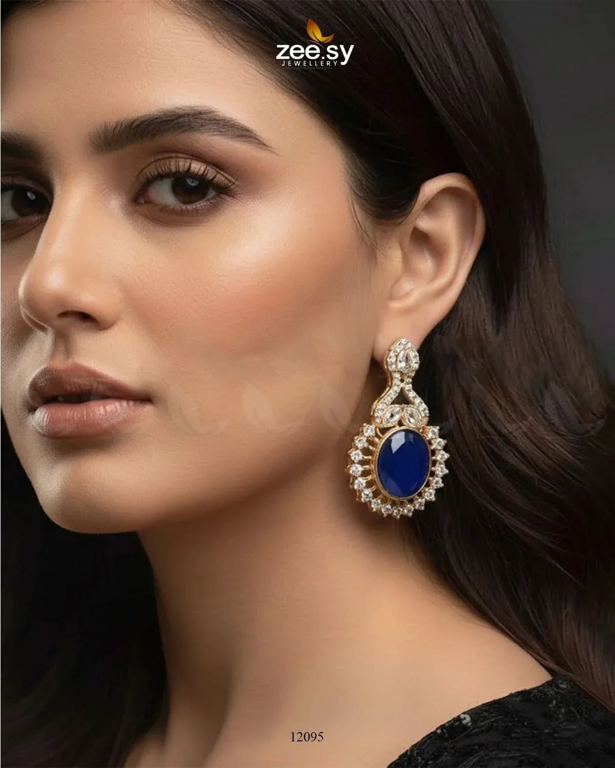 Golden Aaina-e-Dil Earrings - Zeesy.pk