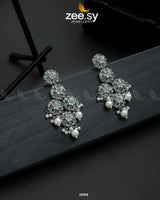 Silver Orchid Earrings Mint Green Earrings - Zeesy Jewellery Pakistan | Premium Artificial & Imitation Jewellery