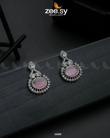 Aaina-e-Dil Silver Mint Pink Earrings - Zeesy Jewellery Pakistan | Premium Artificial & Imitation Jewellery
