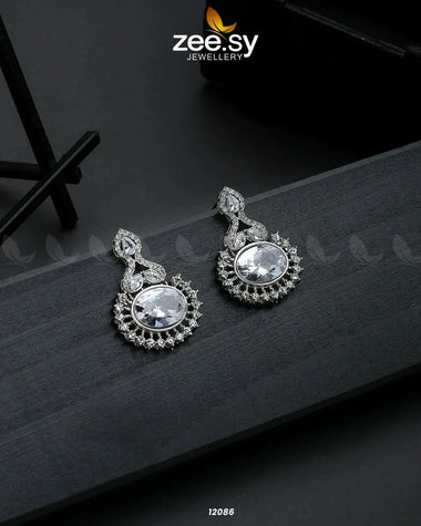 Aaina-e-Dil Silver White Earrings - Zeesy Jewellery Pakistan | Premium Artificial & Imitation Jewellery