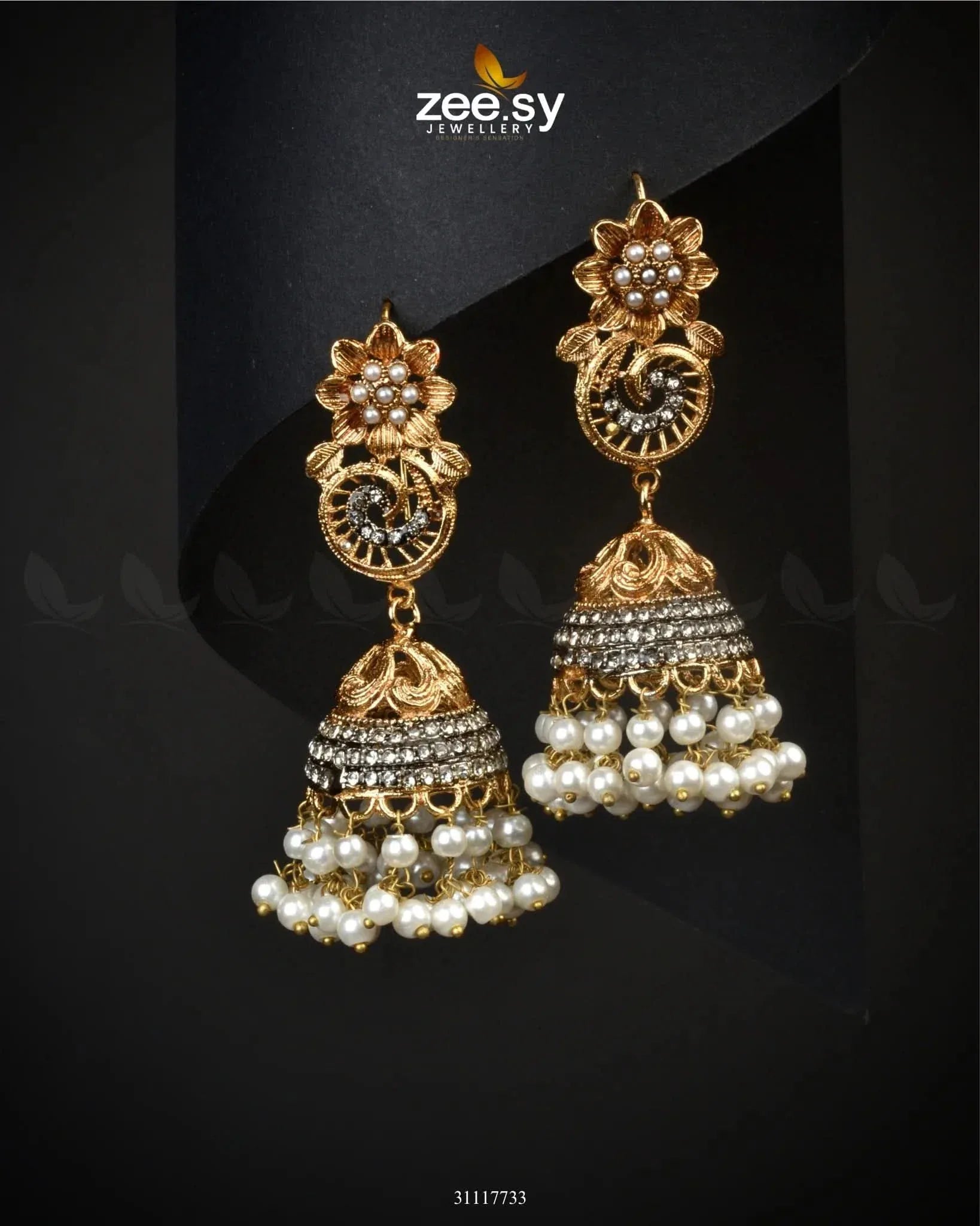 Fern Earrings Pearl Earrings - Zeesy Jewellery Pakistan | Premium Artificial & Imitation Jewellery
