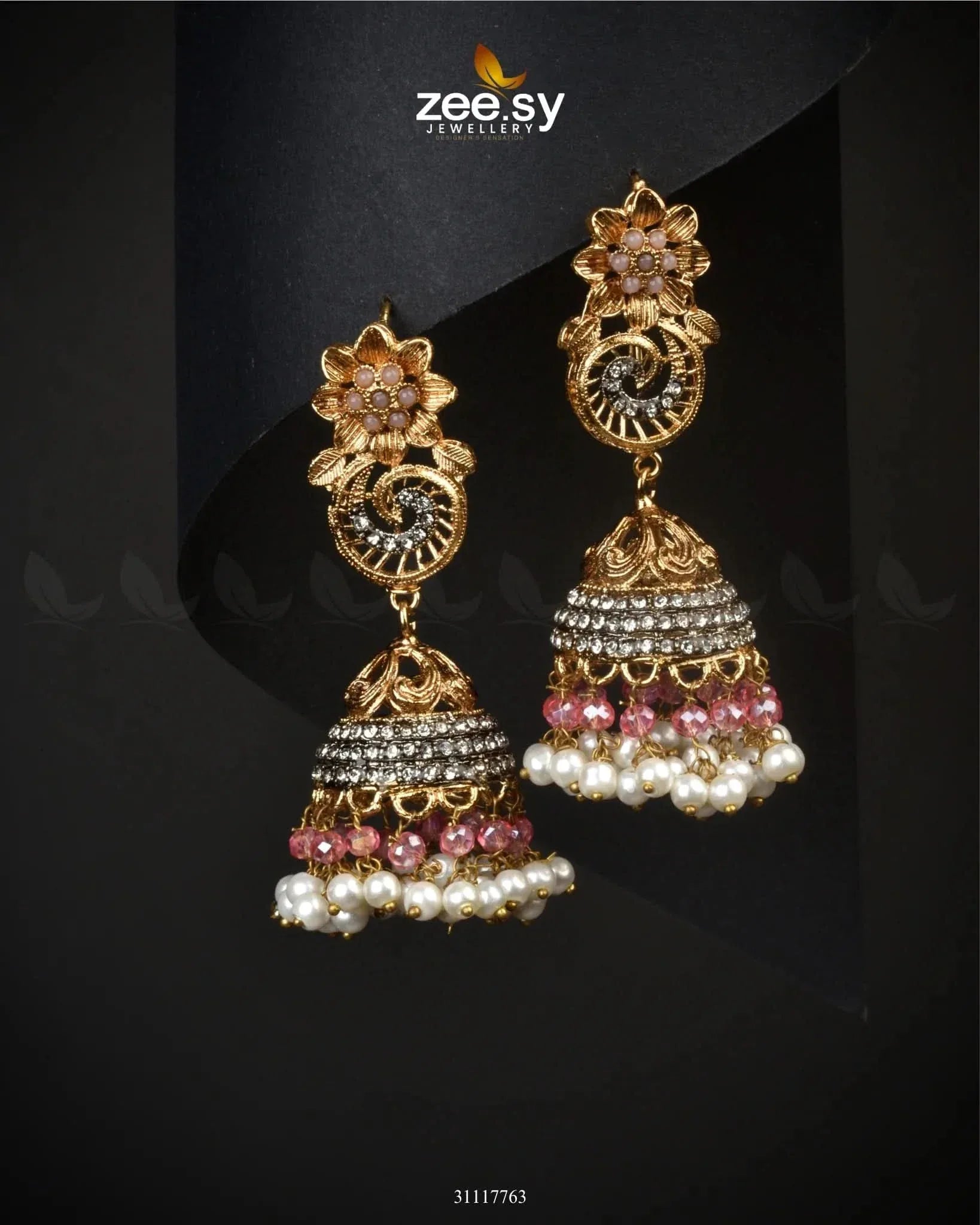 Fern Earrings Mint Pink Earrings - Zeesy Jewellery Pakistan | Premium Artificial & Imitation Jewellery