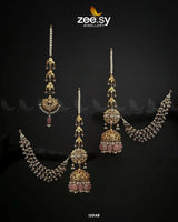 Glamourous Jhumka Earrings Mint Pink Earrings - Zeesy Jewellery Pakistan | Premium Artificial & Imitation Jewellery