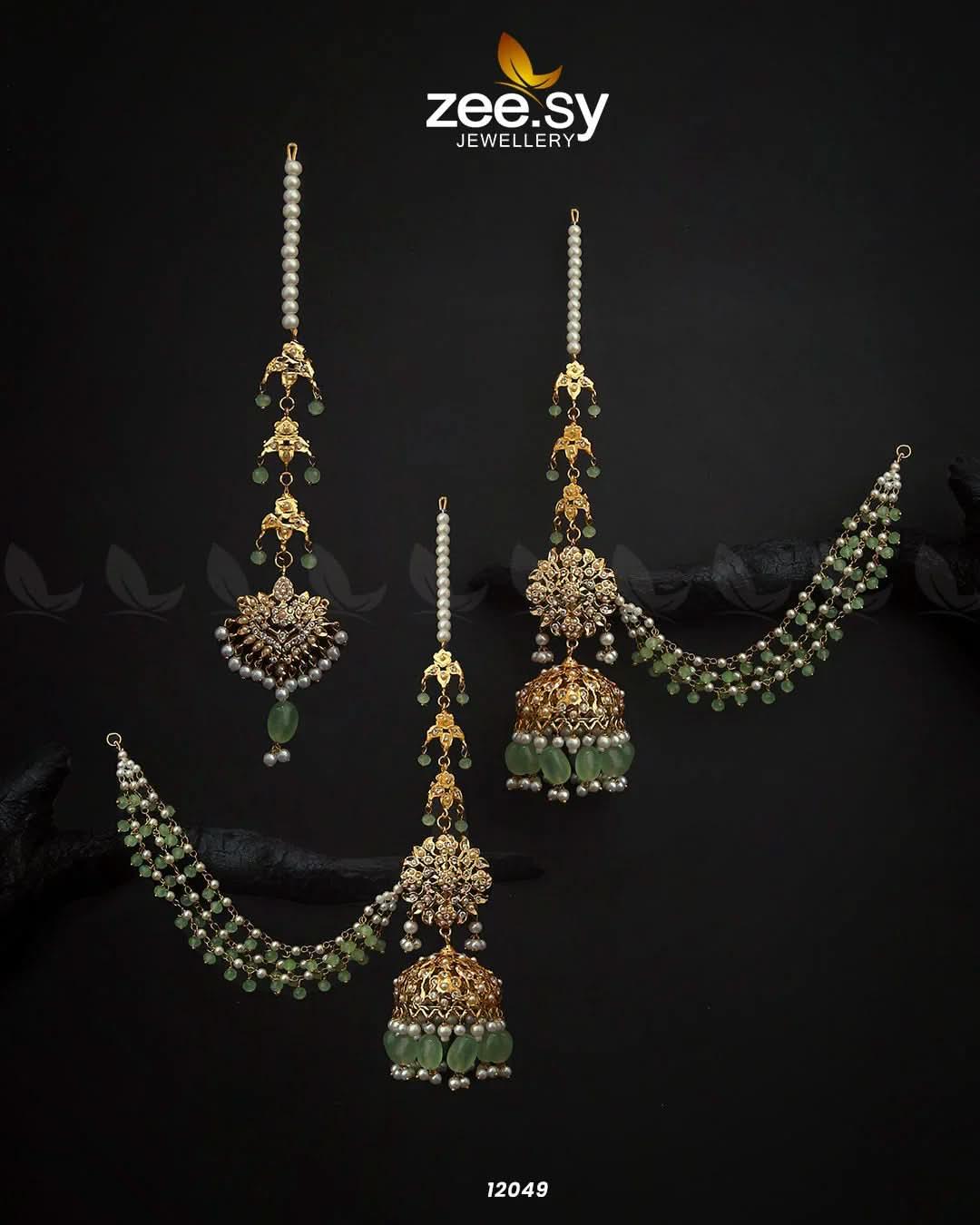 Glamourous Jhumka Earrings Mint Green Earrings - Zeesy Jewellery Pakistan | Premium Artificial & Imitation Jewellery