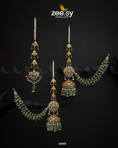 Glamourous Jhumka Earrings Mint Green Earrings - Zeesy Jewellery Pakistan | Premium Artificial & Imitation Jewellery