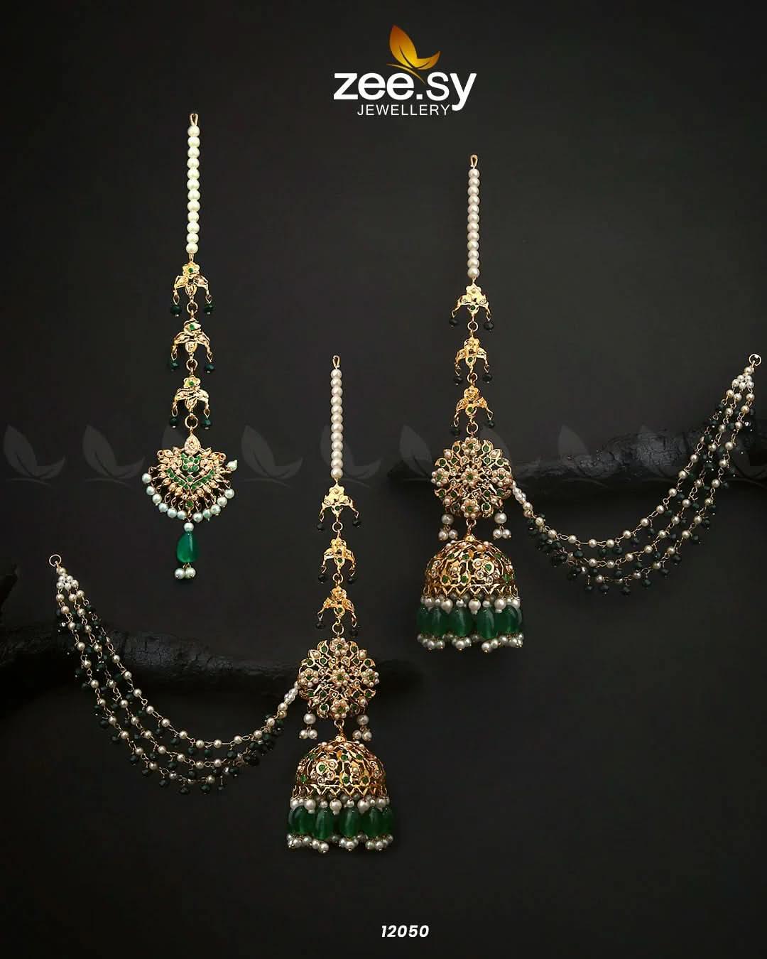 Glamourous Jhumka Earrings Emerald Green Earrings - Zeesy Jewellery Pakistan | Premium Artificial & Imitation Jewellery