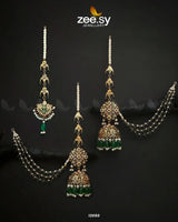 Glamourous Jhumka Earrings Emerald Green Earrings - Zeesy Jewellery Pakistan | Premium Artificial & Imitation Jewellery