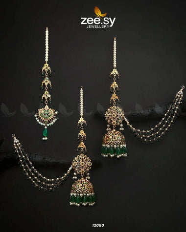 Glamourous Jhumka Earrings Emerald Green Earrings - Zeesy Jewellery Pakistan | Premium Artificial & Imitation Jewellery