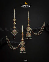 Glamourous Jhumka Earrings Red & Green Earrings - Zeesy Jewellery Pakistan | Premium Artificial & Imitation Jewellery