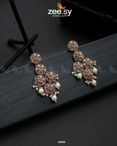 Golden Orchid Elegance Earrings Mint Pink Earrings - Zeesy Jewellery Pakistan | Premium Artificial & Imitation Jewellery