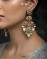 Golden Orchid Elegance Earrings - Zeesy.pk