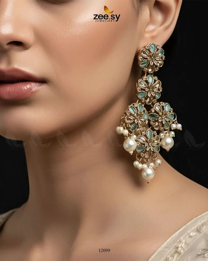 Golden Orchid Elegance Earrings Earrings - Zeesy Jewellery Pakistan | Premium Artificial & Imitation Jewellery