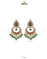 Imperial Chand Crystal Earrings Green Ruby Earrings - Zeesy Jewellery Pakistan | Premium Artificial & Imitation Jewellery