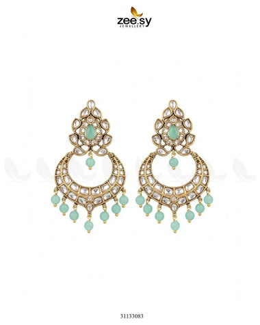 Imperial Chand Crystal Earrings Mint Green Earrings - Zeesy Jewellery Pakistan | Premium Artificial & Imitation Jewellery