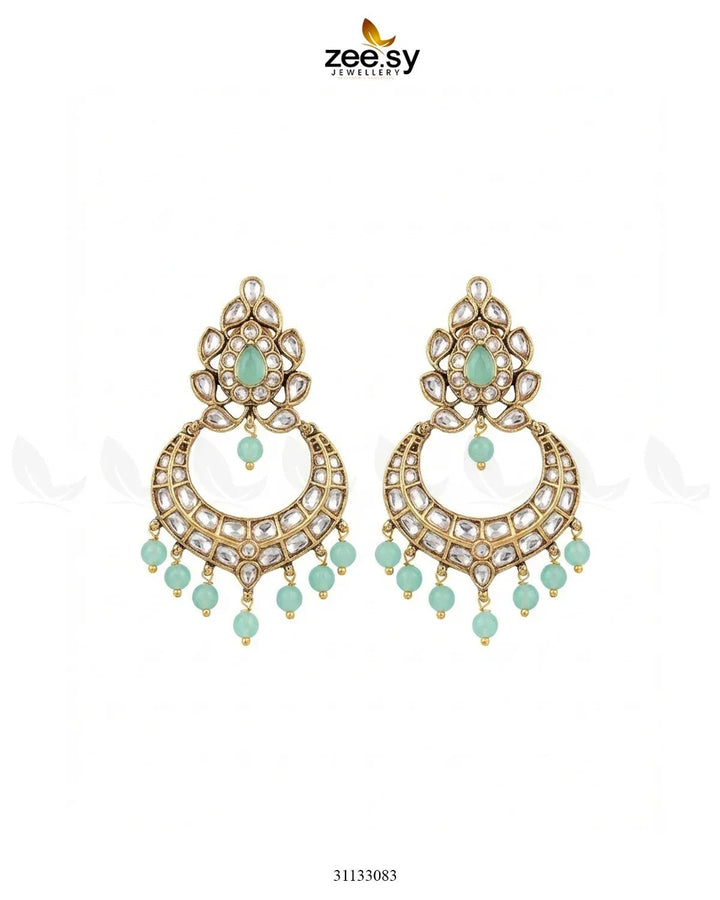Imperial Chand Crystal Earrings Mint Green Earrings - Zeesy Jewellery Pakistan | Premium Artificial & Imitation Jewellery