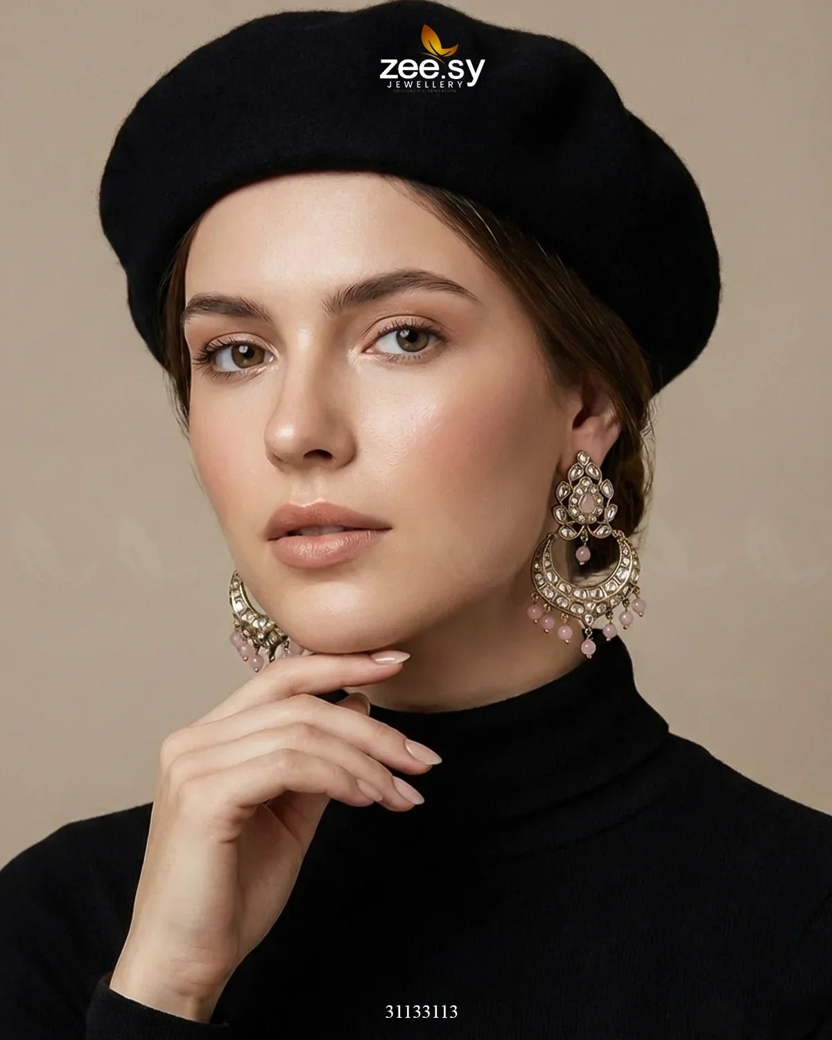 Imperial Chand Crystal Earrings Mint Pink Earrings - Zeesy Jewellery Pakistan | Premium Artificial & Imitation Jewellery