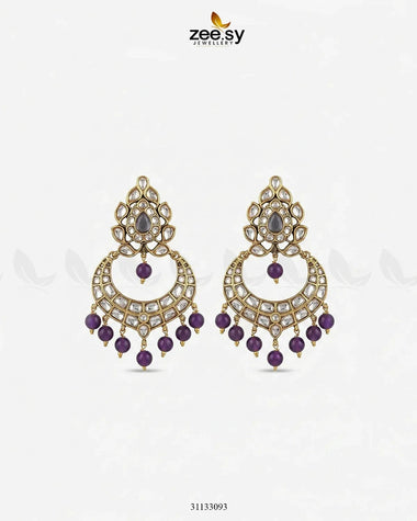 Imperial Chand Crystal Earrings Purple Earrings - Zeesy Jewellery Pakistan | Premium Artificial & Imitation Jewellery