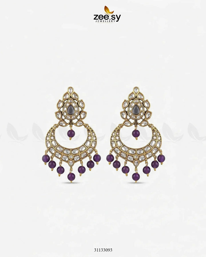 Imperial Chand Crystal Earrings Purple Earrings - Zeesy Jewellery Pakistan | Premium Artificial & Imitation Jewellery
