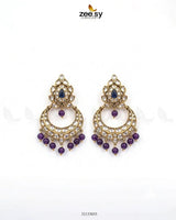 Imperial Chand Crystal Earrings Purple Blue Earrings - Zeesy Jewellery Pakistan | Premium Artificial & Imitation Jewellery