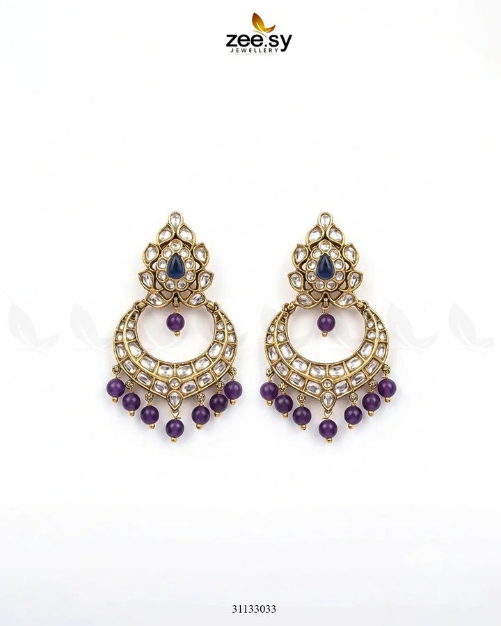 Imperial Chand Crystal Earrings Purple Blue Earrings - Zeesy Jewellery Pakistan | Premium Artificial & Imitation Jewellery