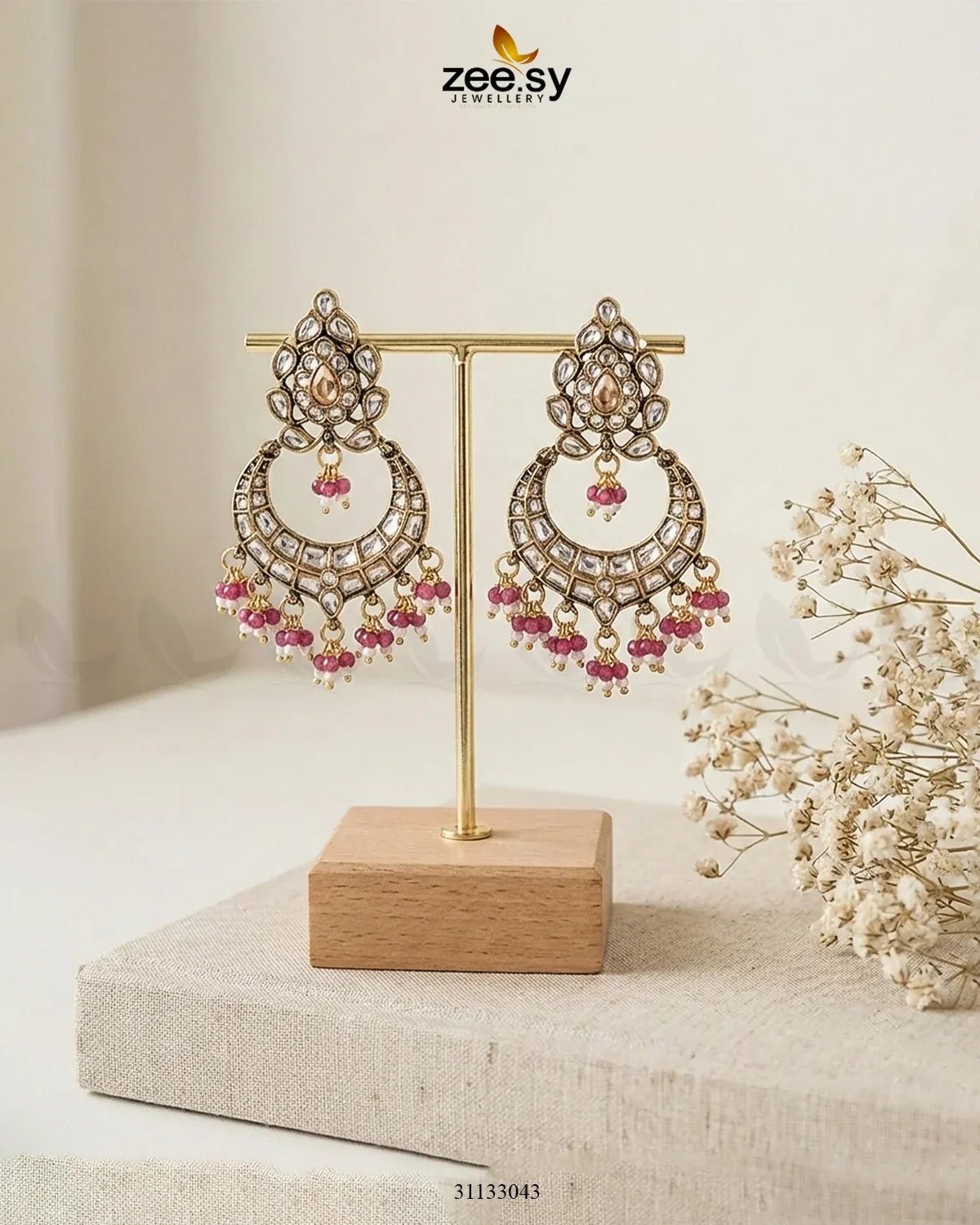 Imperial Chand Crystal Earrings Earrings - Zeesy Jewellery Pakistan | Premium Artificial & Imitation Jewellery