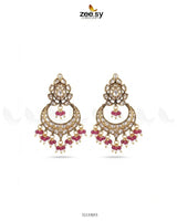 Imperial Chand Crystal Earrings Ruby White Earrings - Zeesy Jewellery Pakistan | Premium Artificial & Imitation Jewellery