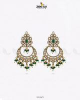 Imperial Chand Crystal Earrings Green Earrings - Zeesy Jewellery Pakistan | Premium Artificial & Imitation Jewellery