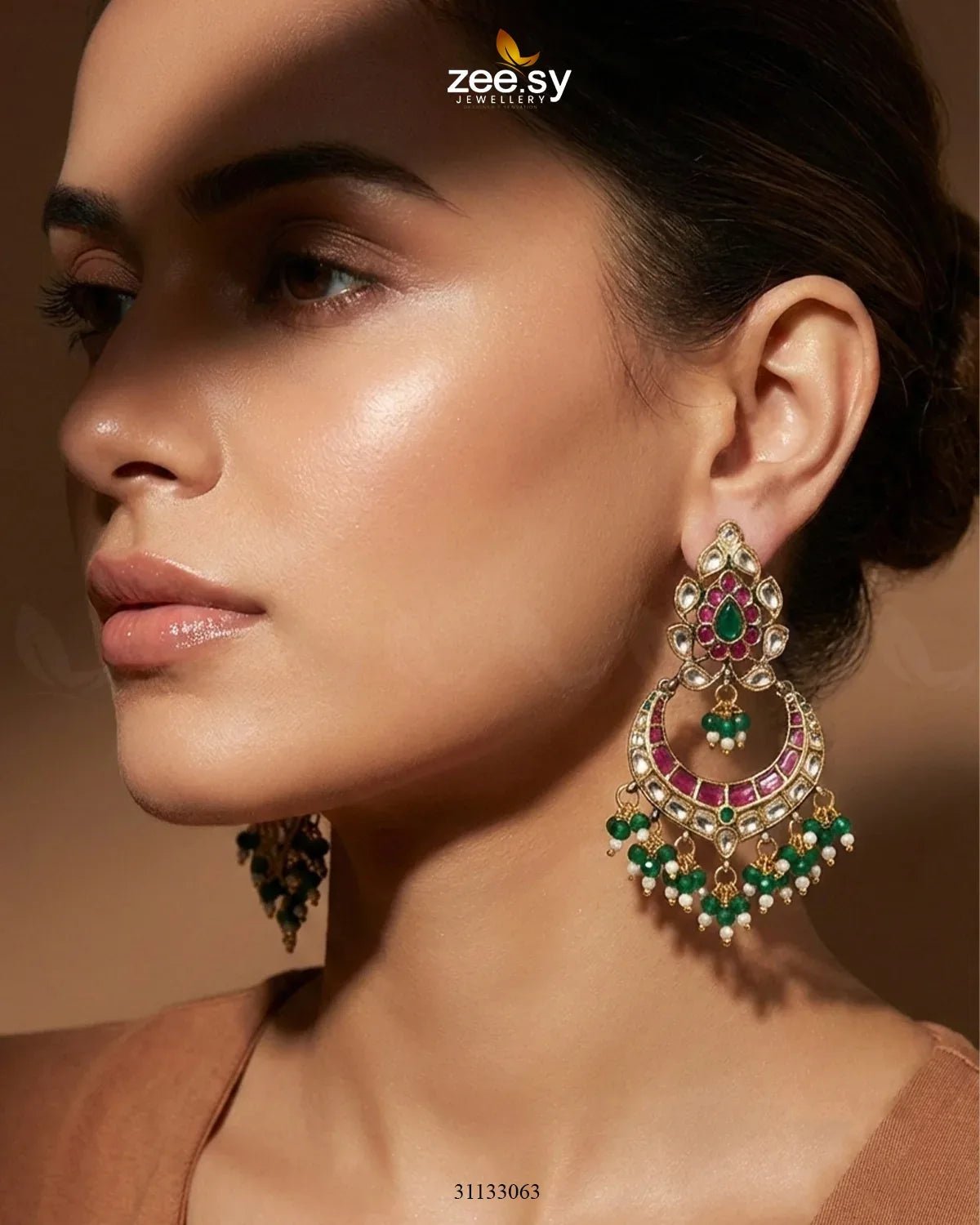 Imperial Chand Crystal Earrings Earrings - Zeesy Jewellery Pakistan | Premium Artificial & Imitation Jewellery
