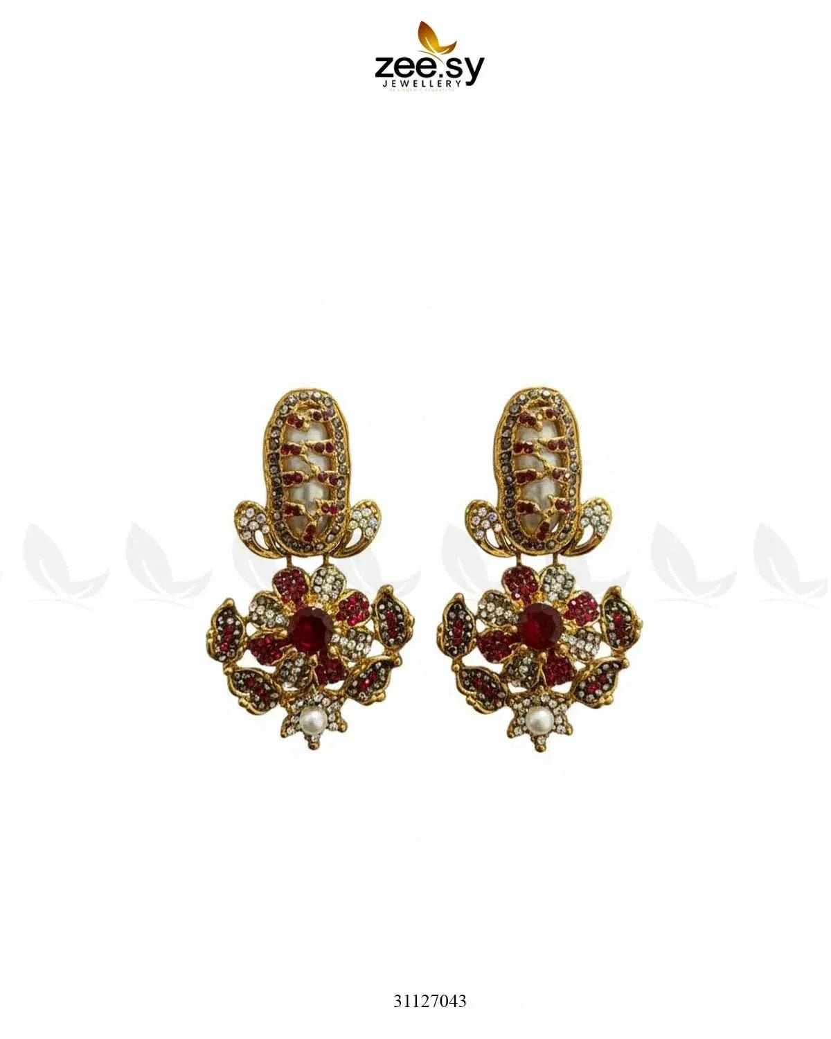 Emerald Turkish Mother Pearl Earrings Earrings - Zeesy Jewellery Pakistan | Premium Artificial & Imitation Jewellery
