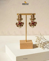 Emerald Turkish Mother Pearl Earrings Red Earrings - Zeesy Jewellery Pakistan | Premium Artificial & Imitation Jewellery