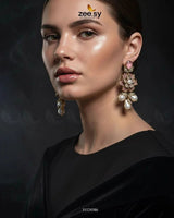 Floral Crystal Pearl Drop Earrings Earrings - Zeesy Jewellery Pakistan | Premium Artificial & Imitation Jewellery
