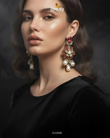Floral Crystal Pearl Drop Earrings Earrings - Zeesy Jewellery Pakistan | Premium Artificial & Imitation Jewellery
