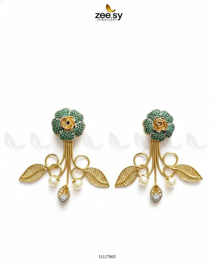 Laurel Earrings Green Earrings - Zeesy Jewellery Pakistan | Premium Artificial & Imitation Jewellery