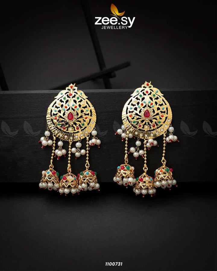 Regal Pearl Traditional Drop Earring Multi Earrings - Zeesy Jewellery Pakistan | Premium Artificial & Imitation Jewellery