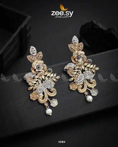 Floral Earrings Black Earrings - Zeesy Jewellery Pakistan | Premium Artificial & Imitation Jewellery