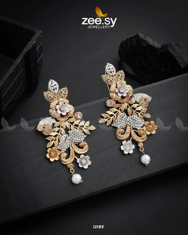 Floral Earrings Purple Earrings - Zeesy Jewellery Pakistan | Premium Artificial & Imitation Jewellery