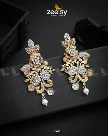 Floral Earrings Champagne Earrings - Zeesy Jewellery Pakistan | Premium Artificial & Imitation Jewellery