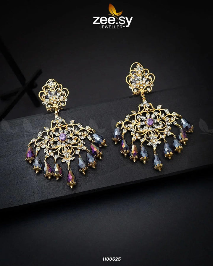EARRINGS-0297 Purple Earrings - Zeesy Jewellery Pakistan | Premium Artificial & Imitation Jewellery