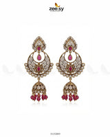 Rich Chandbali Zirconia Earrings Ruby Earrings - Zeesy Jewellery Pakistan | Premium Artificial & Imitation Jewellery