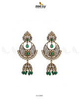 Rich Chandbali Zirconia Earrings Green Earrings - Zeesy Jewellery Pakistan | Premium Artificial & Imitation Jewellery