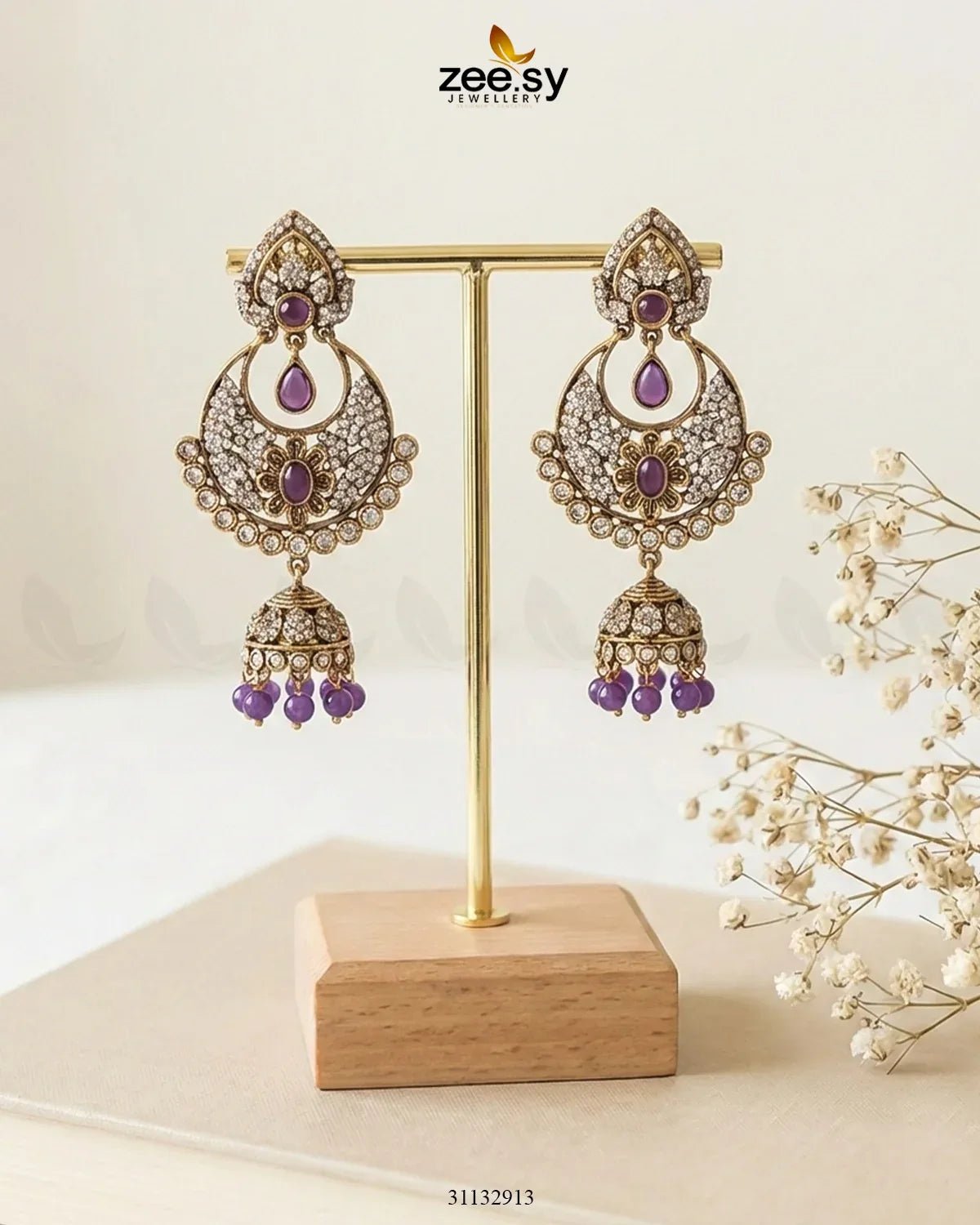 Rich Chandbali Zirconia Earrings Earrings - Zeesy Jewellery Pakistan | Premium Artificial & Imitation Jewellery
