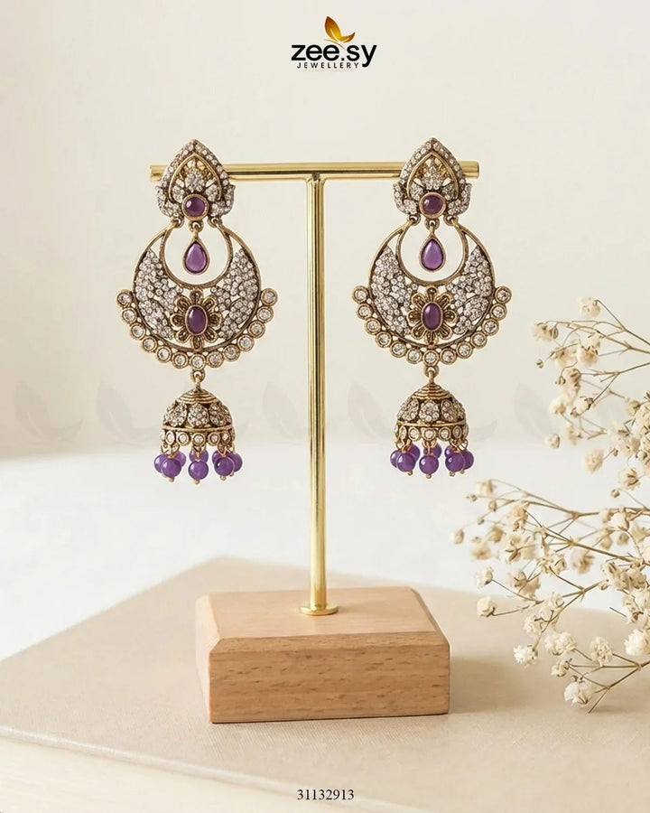 Rich Chandbali Zirconia Earrings Earrings - Zeesy Jewellery Pakistan | Premium Artificial & Imitation Jewellery