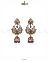 Rich Chandbali Zirconia Earrings Purple Blue Earrings - Zeesy Jewellery Pakistan | Premium Artificial & Imitation Jewellery
