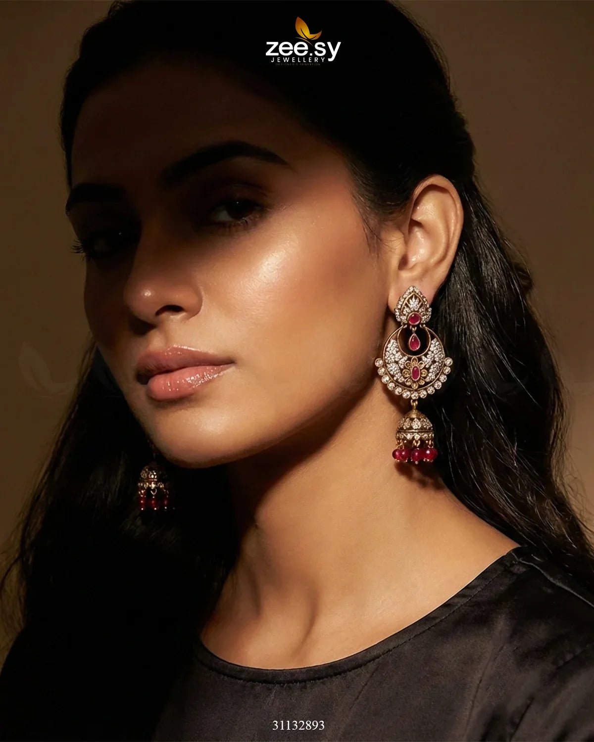 Rich Chandbali Zirconia Earrings Earrings - Zeesy Jewellery Pakistan | Premium Artificial & Imitation Jewellery