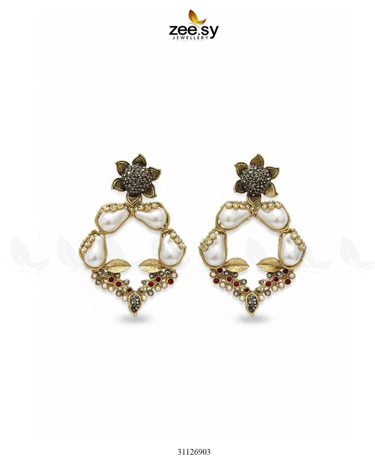 Antique Turkish Baroque Pearl Earrings Earrings - Zeesy Jewellery Pakistan | Premium Artificial & Imitation Jewellery